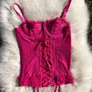 Hot Pink Lacey Bustier Top
